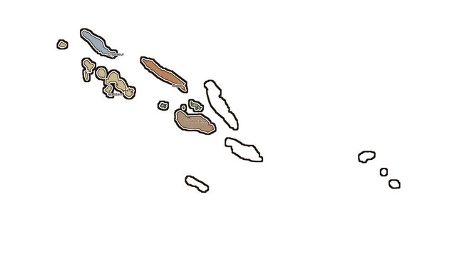 Map of solomon islands provinces, motion graphics of map, map of country