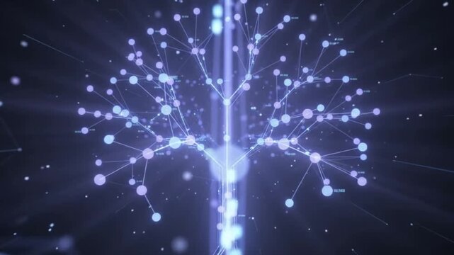 Abstract glowing digital tree of connections data network technology science innovation futuristic concept