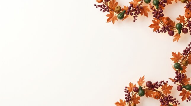 Autumn Garland Corner Borders with Vibrant Leaves and Berries