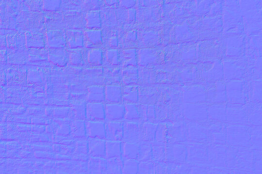 3D normal map texture of a rustic tile plaster wall for CGI materials, game design, and rendering.