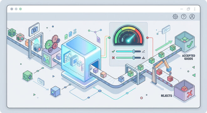 Architecture: cameras&rarr;edge AI&rarr;MES; MLOps pipeline, data labeling, ground truth, monitoring for computer vision inspection.