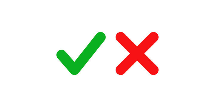 Green checkmark and red cross icon set for validation and error status indicators.