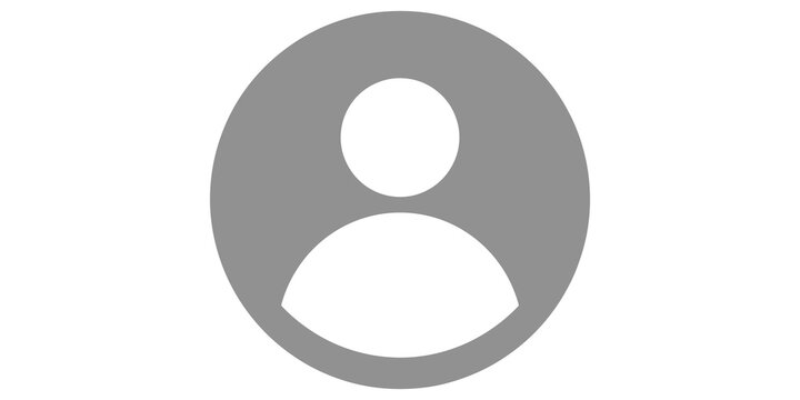Default user avatar profile placeholder vector icon in grey circular frame.