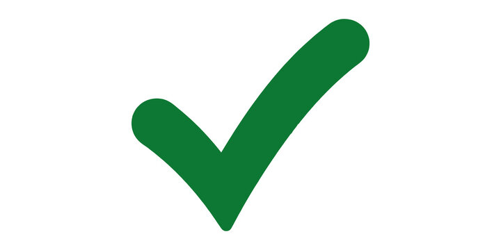 Dark green tick mark icon for task completion and positive validation.
