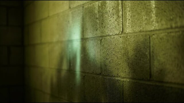 Damp Raw Cinderblock with Sickly Yellow-Green Shadows for Dystopian Environments