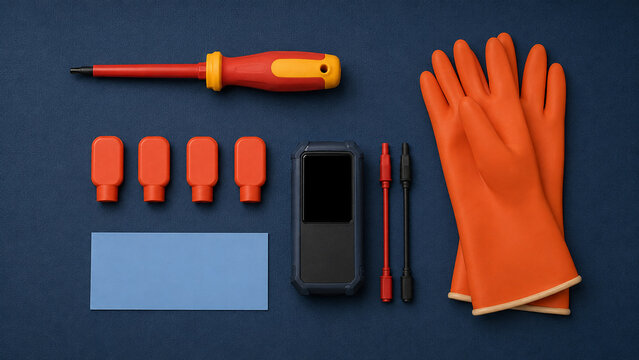 Overhead insulated battery module service tools and blank meter