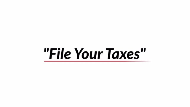 Animated "File Your Taxes" Title text animation in 4K animation with alpha channel Online Epic Learning on transparent background 