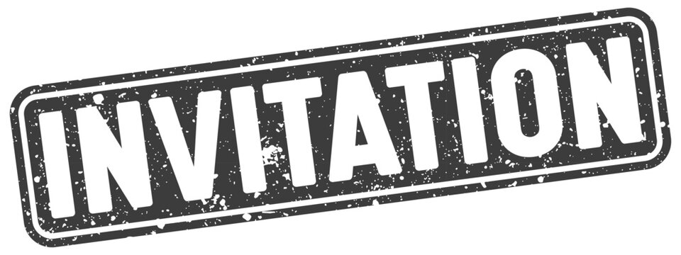 invitation stamp. invitation black rectangular grunge stamp on transparent background