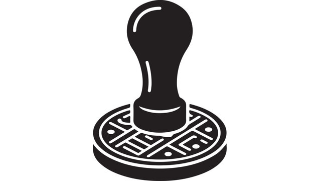 Vintage rubber stamp icon, black wooden handle stamper vector, classic office seal for business documentation and legal approval