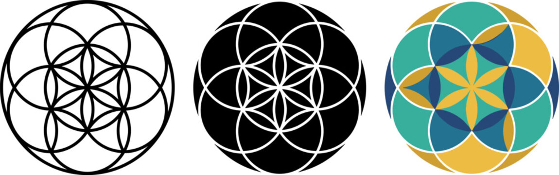 Set of sacred thread icons, including hindu ritual symbols like yajnopavita, kalash, diya, and havan kund