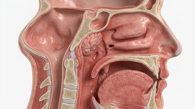 Anatomical Cross- Sectional View Of The Human Nasal Cavity And Oral Cavity anatomy head