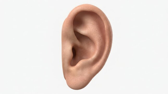 Realistic 3D render of a human ear showing external auditory anatomy external ear auricle