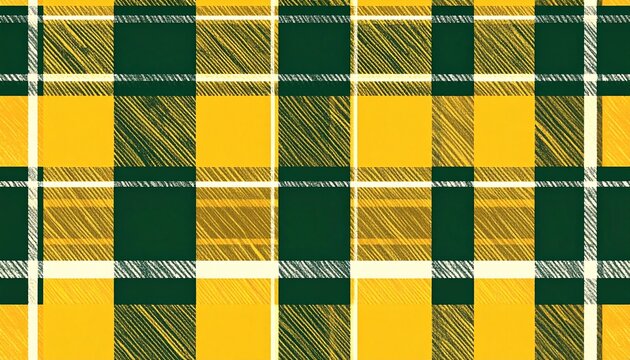Forest Green and Golden Yellow Traditional Tartan Pattern