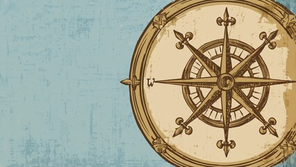 Fototapeta premium Antique Compass Rose Illustration Vintage Nautical Map Background Design Exploration Travel Adventure Directional Guidance
