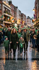 Obraz premium Irish Family Celebrating Saint Patricks Day in Dublin 