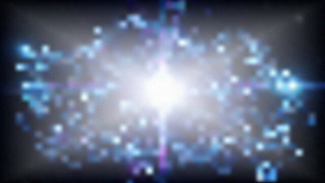 Microscopic view of glowing blue bacteria colonies on dark surface