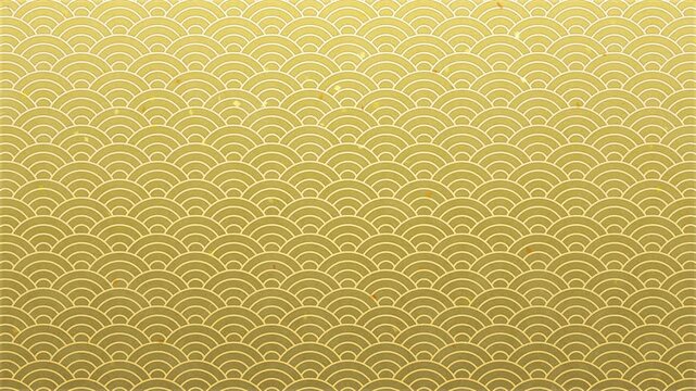 Japanese Seigaiha Wave Pattern Background with Falling Gold Confetti, Animated Seamless Loop