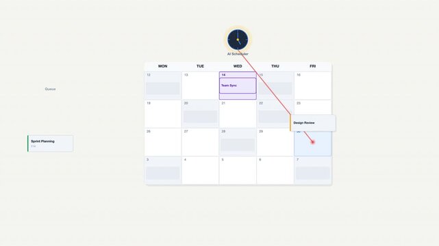 Digital calendar interface with weekly planner grid for task scheduling. Suitable for software development, time management tools, and productivity resources.