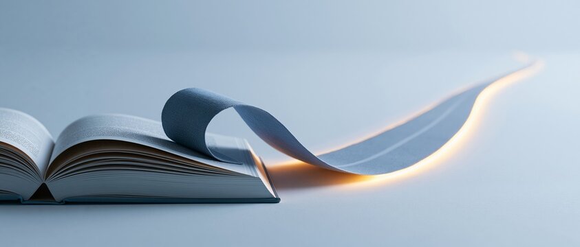 Open book with glowing page curl