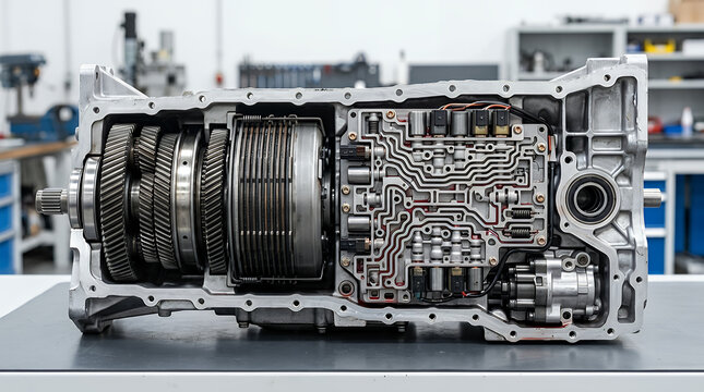 Cross section of a modern automotive automatic transmission gearbox 1.