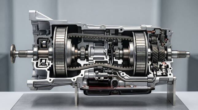 Cross section of a modern automotive continuously variable transmission system.