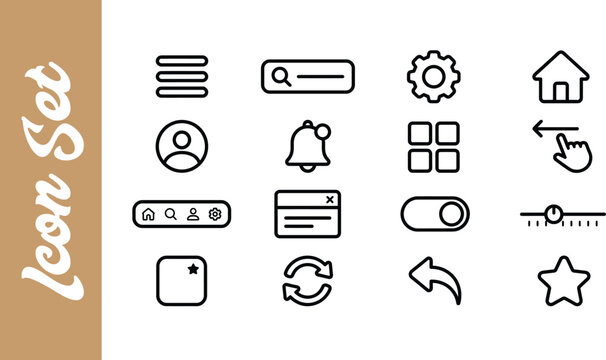 Set of hand drawn web and interface icons for website design and mobile application development projects