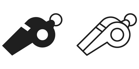 Sports whistle icon black and white illustration on isolated empty canvas. © Touqeer