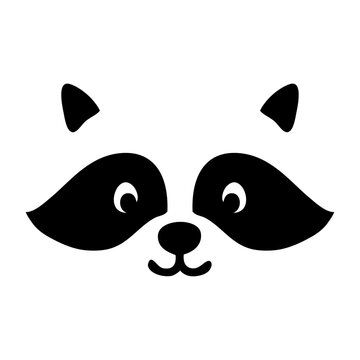 Logo con dibujo sencillo de los rasgos de la cara de un simp&aacute;tico mapache en espacio negativo 
