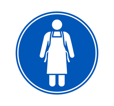 Protective apron required sign icon with protective clothing symbol. Mandatory PPE Safety sign for workplace, laboratory safety and food handling