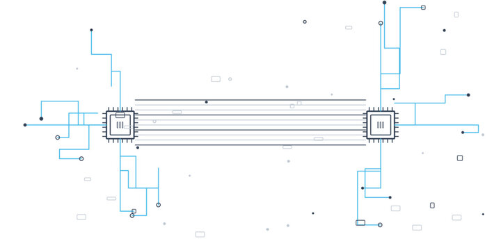 Minimal minimal tech grid background design template. Long parallel traces with small rectangular pads. Scalable vector graphic for web design, headers, posters and copy space.