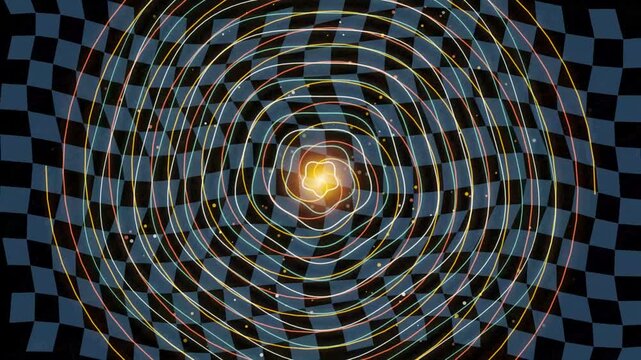 Abstract circular light waves with glowing orange center and concentric white rings on a dark background for modern technology and futuristic digital graphic design concepts 4k Motion Video