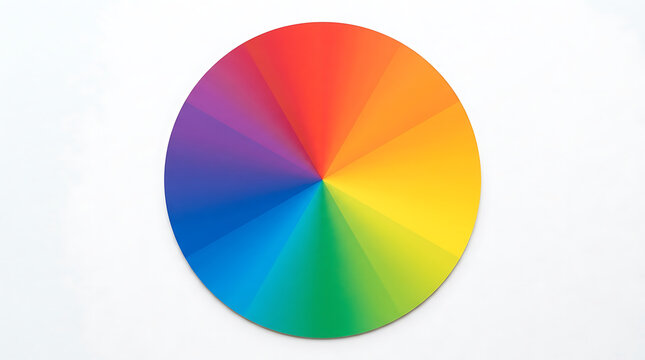 Circular color wheel with rainbow spectrum colors isolated on white background