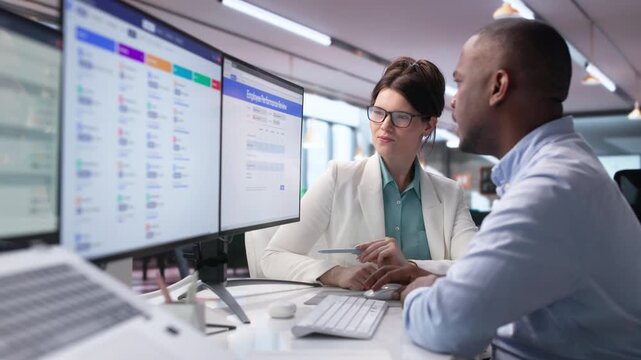 HR Manager And Employee Discuss Performance Review