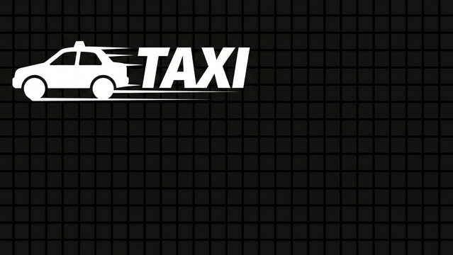 黒い高密度グリッド上でタクシーとTAXI文字が急ブレーキで停止する画像