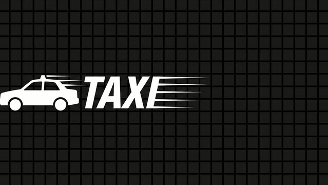 黒い高密度グリッド上でタクシーとTAXI文字が急ブレーキで停止する画像