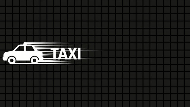 黒い高密度グリッド上でタクシーとTAXI文字が急ブレーキで停止する画像
