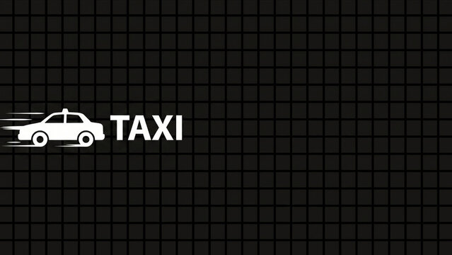 黒い高密度グリッド上でタクシーとTAXI文字が急ブレーキで停止する画像