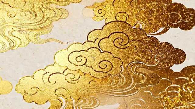 Golden cloud patterns on beige background