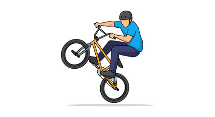 Fototapeta premium Bicyclist performing a wheelie on a bmx bike vector illustration