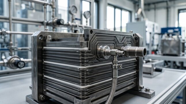 Industrial hydrogen fuel cell stack unit on a laboratory test bench