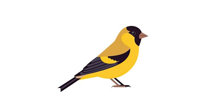 American goldfinch bird vector illustration on white background
