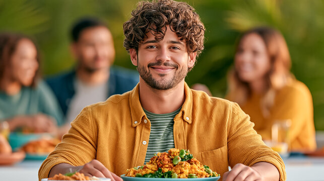 Diverse Families Sharing a Traditional Meal Together