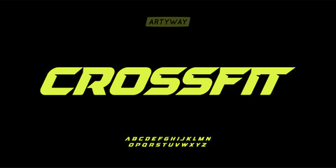 Obraz na płótnie Canvas sporty italic alphabet, wide bold font for powerful dynamic lettering, swift automotive logo, energetic daring headline, car racing branding. Vector typeset.