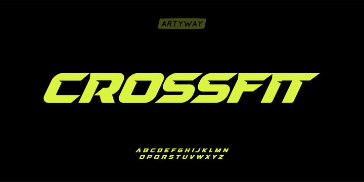 sporty italic alphabet, wide bold font for powerful dynamic lettering, swift automotive logo, energetic daring headline, car racing branding. Vector typeset.