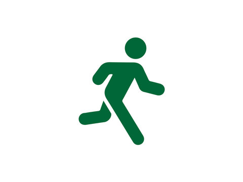 Green runner icon depicting a person jogging or sprinting on a plain white background.