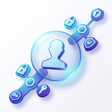 Encrypted Data Transfer and Secure Communication 3D Vector Illustration