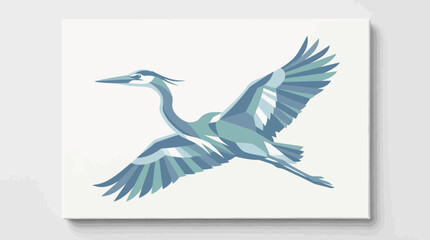 Fototapeta premium Crane bird artwork mockup on textured white paper.