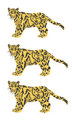 hand drawn tiger painting illustration, yellow leopard © irum's visuals