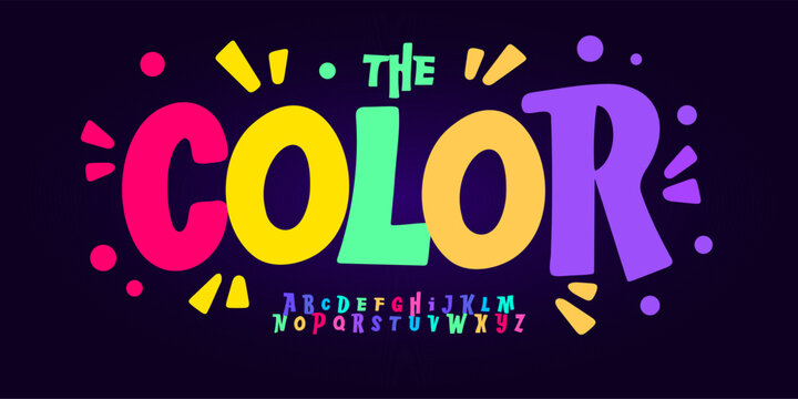 groovy bouncy font logo alphabet festive disco bold colorful playful typography for kids birthday, witty carnival poster, quirky funny headline, creative party title text. Vector typeset