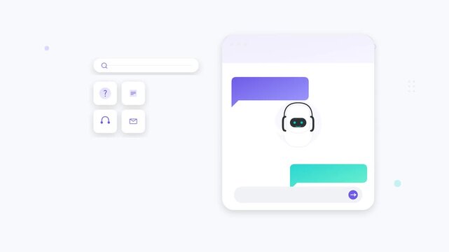 Modern Virtual Assistant Interface with Automated Chatbot Messaging System and Support Tools